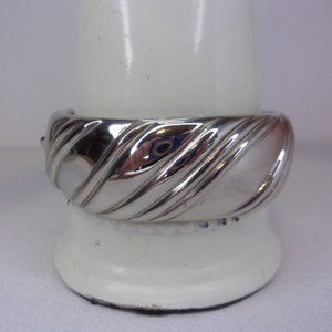 Chunky Heavy Silver Hinged Bangle Bracelet Vintage